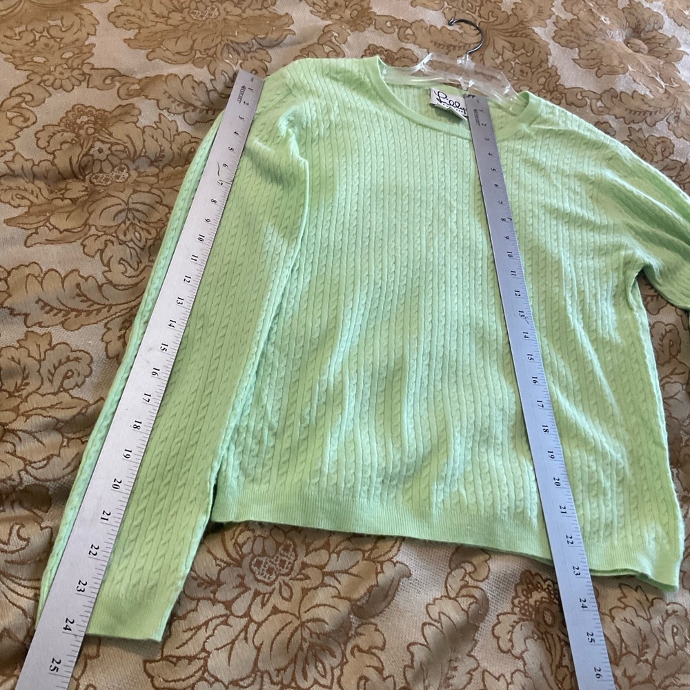 Lilly Pulitzer Cashmere Cable Knit Sweater, Light Green, Long Sleeve Crew, Sz M - Picture 8 of 8